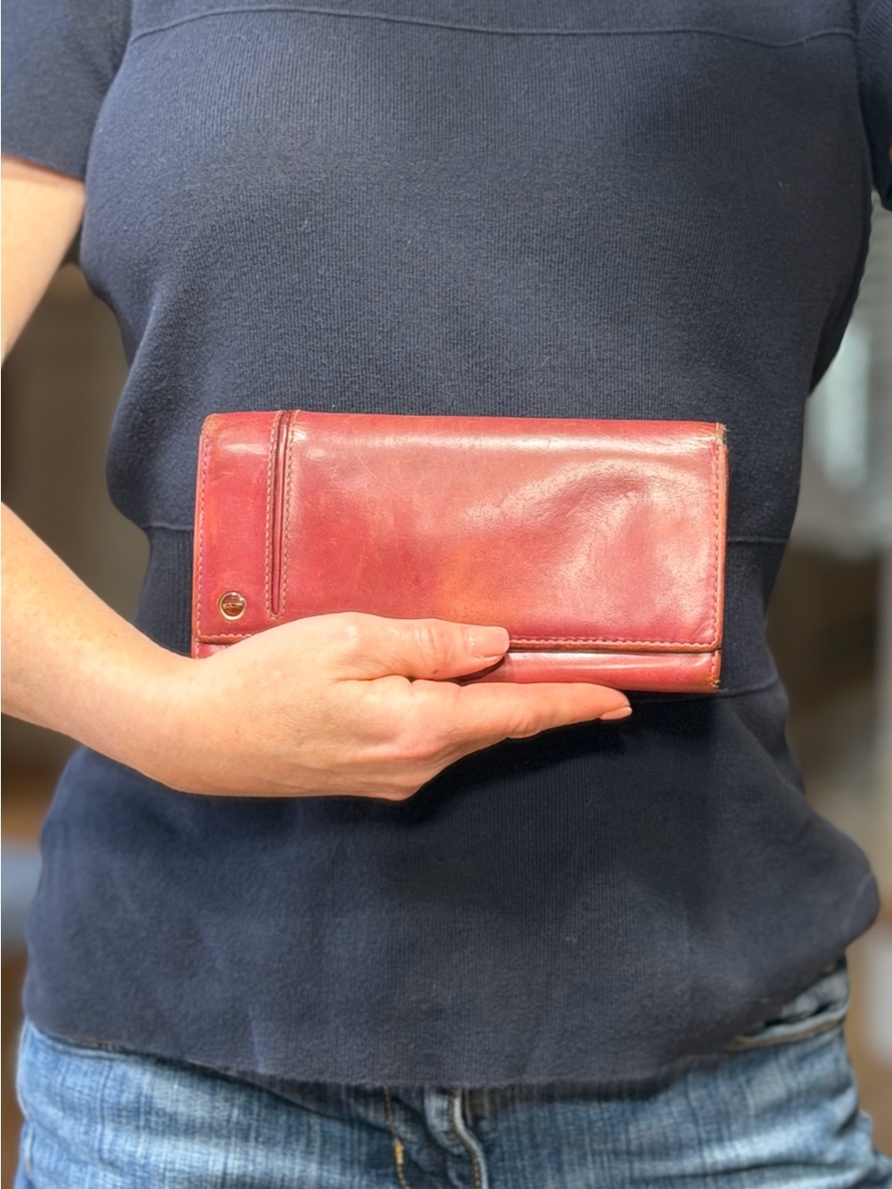 TUMI 1990’s Old Money Y2K Vintage Oxblood Nappa Leather Wallet GVC‎